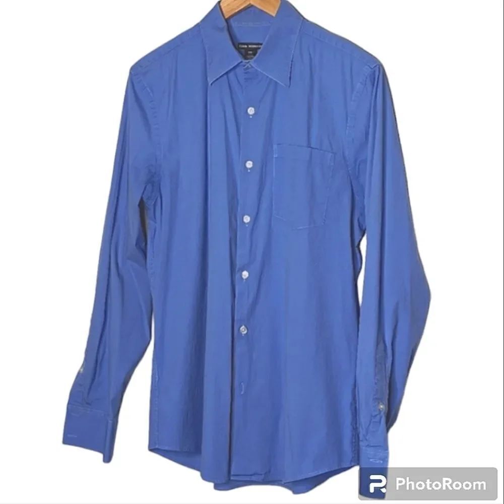 Club Monaco Blue Purple Cotton Stretch Dress Shirt size Men's M
